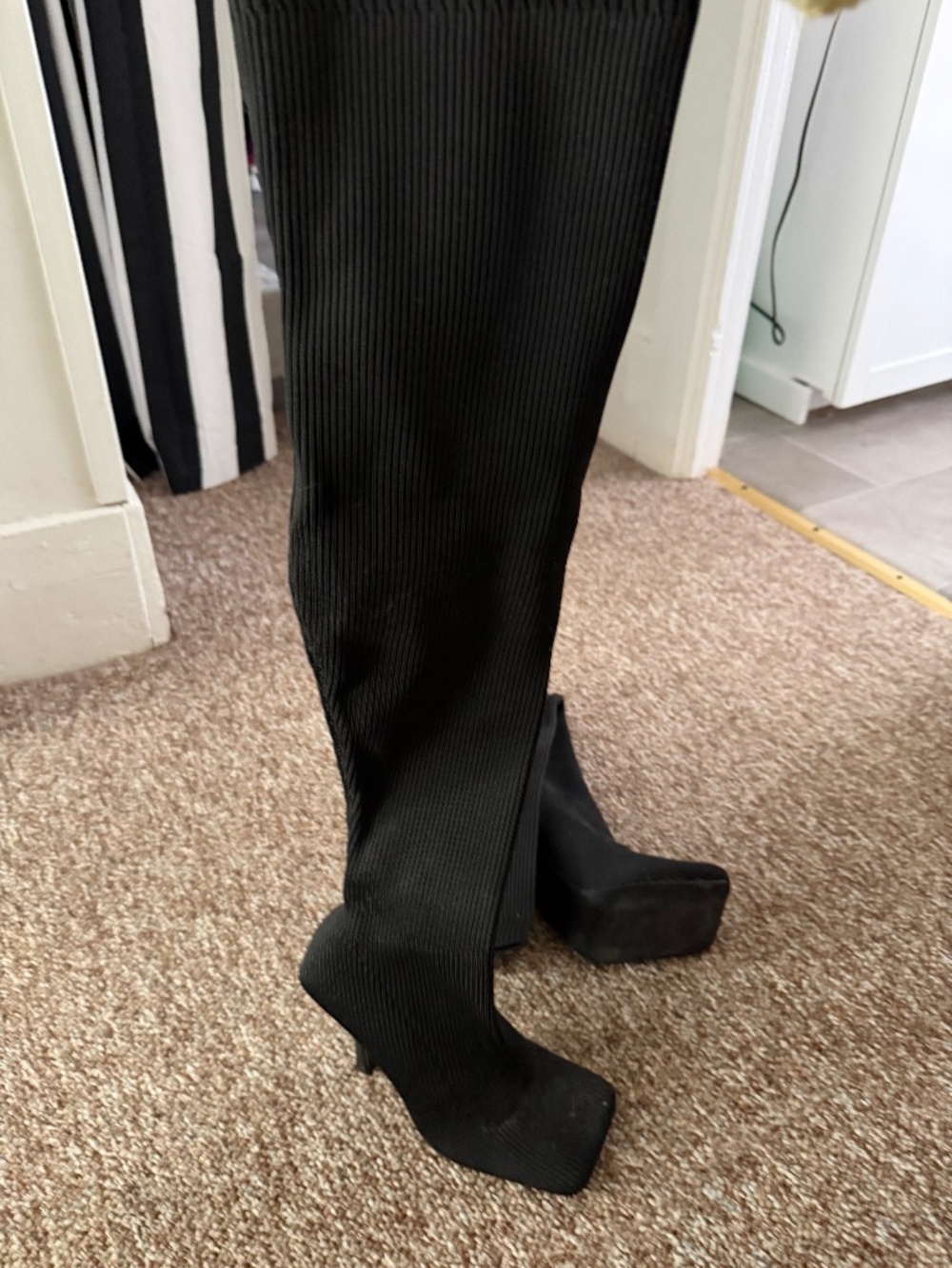 Over the Knee Square Toe Heel Boots